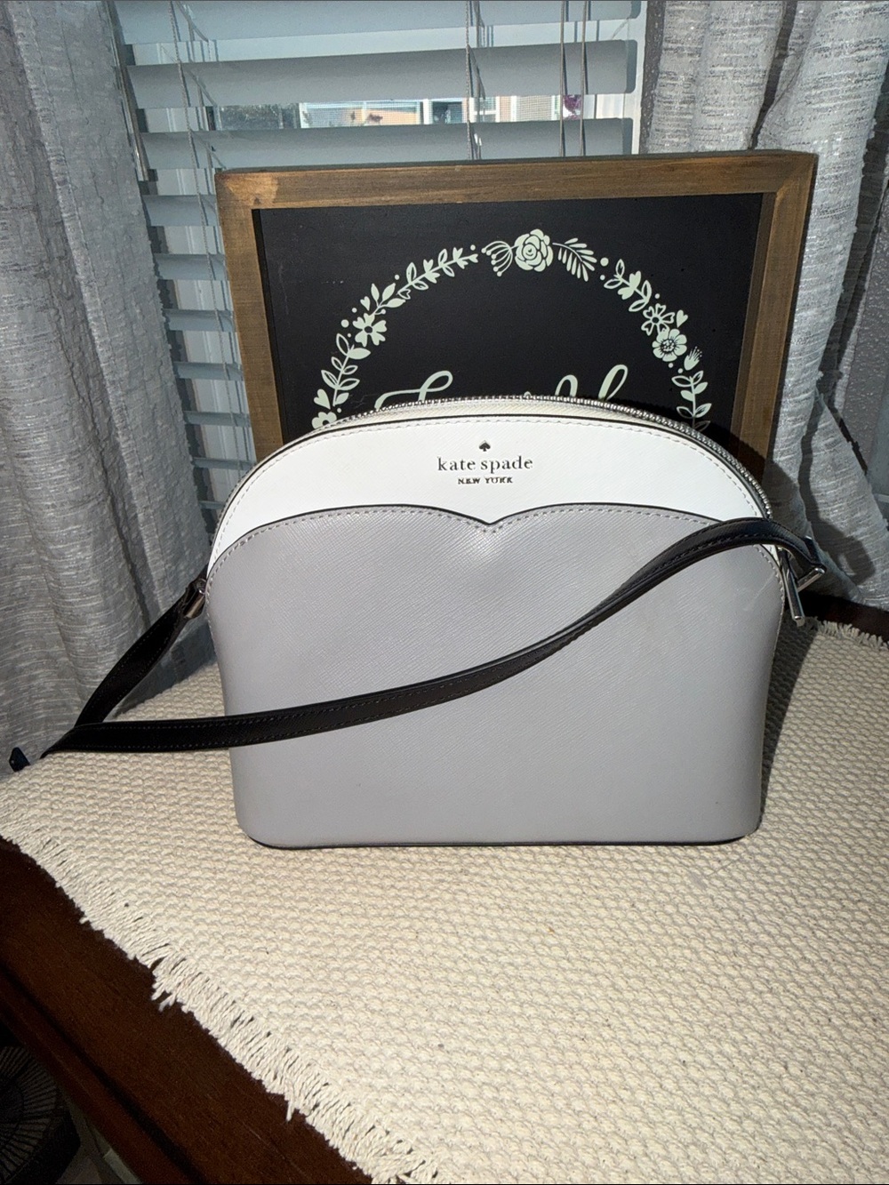 kate spade Two-Tone Gray and White Crossbody with Black Strap